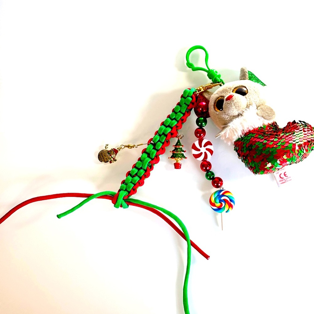 Miu Miu style | Handmade Holiday Purse Keyfob keychain with candy charms & plush - Picture 2 of 6